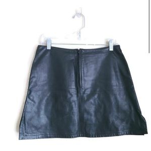 Theory Black Genuine Leather Mini Skirt